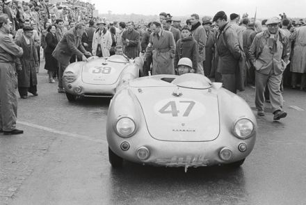 Nr.47. Zora Arkus Duntov i Gustave Olivier, nr.39. Johnny Claes i Pierre Stasse – Porsche 550/4 RS 1100 Spyder.